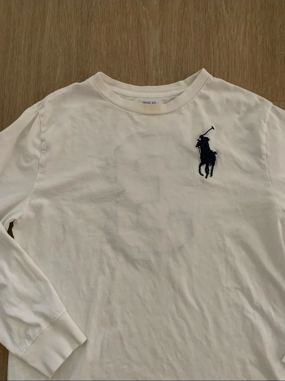 Ralph Lauren Boy’s White Long Sleeve Tee with Navy Pony Logo